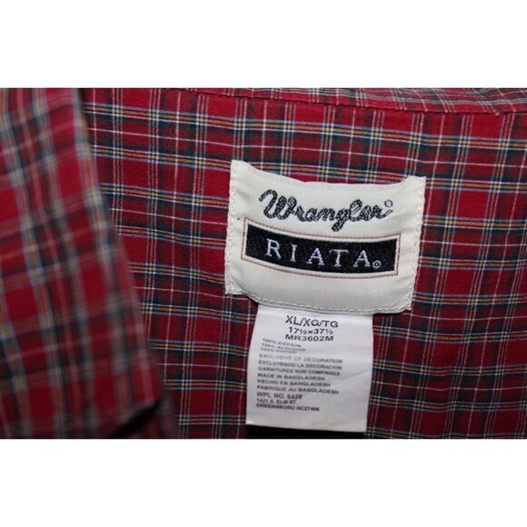 Wrangler Button Up Shirt Men XL Plaid Check Long Sleeve Casual - Picture 2 of 2
